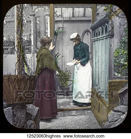 Magic lantern slide circa 1900. Victorian/Edwardian. Social History. Mrs Isabel Reaney story of Willie Wills Wings and slide show a christian story. Life model painted background. Slide 14 She herself delivered the comb, telling her own story. Mother... View Large Photo Image Stock Photograph - Magic lantern slide circa 1900. Victorian/Edwardian. Social History. Mrs Isabel Reaney story of Willie Wills Wings and slide show a christian story. Life model painted background. Slide 14 She herself delivered the comb, telling her own story. Mother.... Fotosearch