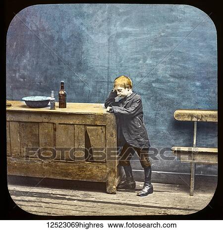 Magic lantern slide circa 1900. Victorian/Edwardian. Social History. Mrs Isabel Reaney story of Willie Wills Wings and slide show a christian story. Life model painted background. Slide 17 Poor, desolate, little fellow, he had -- since too ill to work... View Large Photo Image Stock Photograph - Magic lantern slide circa 1900. Victorian/Edwardian. Social History. Mrs Isabel Reaney story of Willie Wills Wings and slide show a christian story. Life model painted background. Slide 17 Poor, desolate, little fellow, he had -- since too ill to work.... Fotosearch