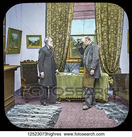 Magic lantern slide circa 1900. Victorian/Edwardian. Social History. Fighting for the Queen, a service of song, M. S. Haycraft (arr. James Broadbent and James W. Broadbent), Fighting for the Queen (Leeds: James Broadbent, n. d. ). Slide 19 He laid the... View Large Photo Image Stock Photograph - Magic lantern slide circa 1900. Victorian/Edwardian. Social History. Fighting for the Queen, a service of song, M. S. Haycraft (arr. James Broadbent and James W. Broadbent), Fighting for the Queen (Leeds: James Broadbent, n. d. ). Slide 19 He laid the.... Fotosearch