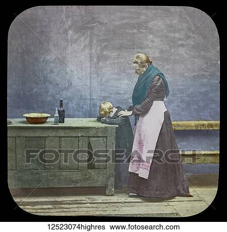 Magic lantern slide circa 1900. Victorian/Edwardian. Social History. Mrs Isabel Reaney story of Willie Wills Wings and slide show a christian story. Life model painted background. Slide 19 Weak, tired, and faint, what wonder that he burst into tears.... View Large Photo Image Stock Photograph - Magic lantern slide circa 1900. Victorian/Edwardian. Social History. Mrs Isabel Reaney story of Willie Wills Wings and slide show a christian story. Life model painted background. Slide 19 Weak, tired, and faint, what wonder that he burst into tears..... Fotosearch