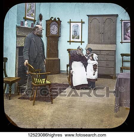 Magic lantern slide circa 1900. Victorian/Edwardian. Social History. Fighting for the Queen, a service of song, M. S. Haycraft (arr. James Broadbent and James W. Broadbent), Fighting for the Queen (Leeds: James Broadbent, n. d. ). Slide 23 The children... View Large Photo Image Stock Photograph - Magic lantern slide circa 1900. Victorian/Edwardian. Social History. Fighting for the Queen, a service of song, M. S. Haycraft (arr. James Broadbent and James W. Broadbent), Fighting for the Queen (Leeds: James Broadbent, n. d. ). Slide 23 The children.... Fotosearch