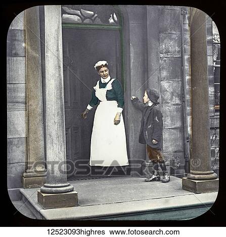 Magic lantern slide circa 1900. Victorian/Edwardian. Social History. Mrs Isabel Reaney story of Willie Wills Wings and slide show a christian story. Life model painted background. Slide 27 'What is it, little boy? ' she kindly asked. Little orphan boy... View Large Photo Image Stock Photograph - Magic lantern slide circa 1900. Victorian/Edwardian. Social History. Mrs Isabel Reaney story of Willie Wills Wings and slide show a christian story. Life model painted background. Slide 27 'What is it, little boy? ' she kindly asked. Little orphan boy.... Fotosearch
