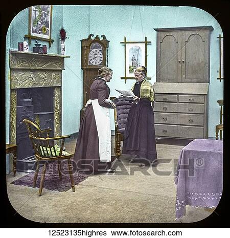 Magic lantern slide circa 1900. Victorian/Edwardian. Social History. Fighting for the Queen, a service of song, M. S. Haycraft (arr. James Broadbent and James W. Broadbent), Fighting for the Queen (Leeds: James Broadbent, n. d. ). Slide 37 She read the... View Large Photo Image Stock Photograph - Magic lantern slide circa 1900. Victorian/Edwardian. Social History. Fighting for the Queen, a service of song, M. S. Haycraft (arr. James Broadbent and James W. Broadbent), Fighting for the Queen (Leeds: James Broadbent, n. d. ). Slide 37 She read the.... Fotosearch