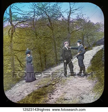 Magic lantern slide circa 1900. Victorian/Edwardian. Social History. Fighting for the Queen, a service of song, M. S. Haycraft (arr. James Broadbent and James W. Broadbent), Fighting for the Queen (Leeds: James Broadbent, n. d. ). Slide 43 The squire... View Large Photo Image Stock Photograph - Magic lantern slide circa 1900. Victorian/Edwardian. Social History. Fighting for the Queen, a service of song, M. S. Haycraft (arr. James Broadbent and James W. Broadbent), Fighting for the Queen (Leeds: James Broadbent, n. d. ). Slide 43 The squire.... Fotosearch