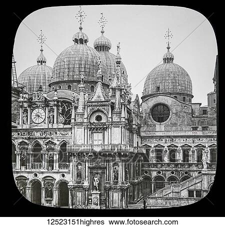 Magic lantern slide circa 1900. Victorian/Edwardian. Social History. The Beauties of Venice, photographs created in 1888 Joseph John William ACWORTH F. I. C., F. C. S. J. The Beauties of Venice. Courtyard of the Ducal Palace and the Cupolas of St. Mark's.... View Large Photo Image Stock Photograph - Magic lantern slide circa 1900. Victorian/Edwardian. Social History. The Beauties of Venice, photographs created in 1888 Joseph John William ACWORTH F. I. C., F. C. S. J. The Beauties of Venice. Courtyard of the Ducal Palace and the Cupolas of St. Mark's..... Fotosearch