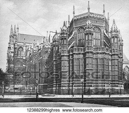 Stock Photograph - Magic Lantern slide circa 1900 views of London, England in Victorian times. Henry VII chapel, Westminster Abbey. Fotosearch