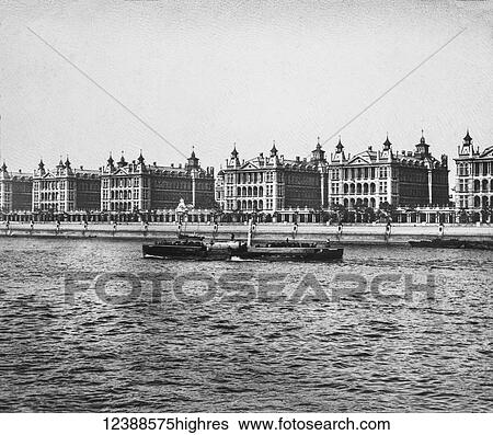 Magic Lantern slide circa 1900 views of London, England in Victorian times. St Thomas Hospital view across the Thames as a pleasure steamer passes. View Large Photo Image Stock Photograph - Magic Lantern slide circa 1900 views of London, England in Victorian times. St Thomas Hospital view across the Thames as a pleasure steamer passes.. Fotosearch