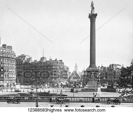 Magic Lantern slide circa 1900 views of London, England in Victorian times. Trafalgar Square from the National Gallery. monument and big Ben also visible in the picture View Large Photo Image Stock Photograph - Magic Lantern slide circa 1900 views of London, England in Victorian times. Trafalgar Square from the National Gallery. monument and big Ben also visible in the picture. Fotosearch