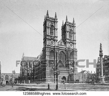 Magic Lantern slide circa 1900 views of London, England in Victorian times. The West front of Westminster Abbey View Large Photo Image Stock Photograph - Magic Lantern slide circa 1900 views of London, England in Victorian times. The West front of Westminster Abbey. Fotosearch