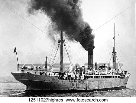 Stock Photograph - Magic lantern slide WW1, 1914-1918, World war one images, SMS Mwe (German: Seagull) was a merchant raider of the Imperial German Navy which operated against Allied shipping during World War I. Disguised as a neutral cargo ship to enable it to get close.... Fotosearch