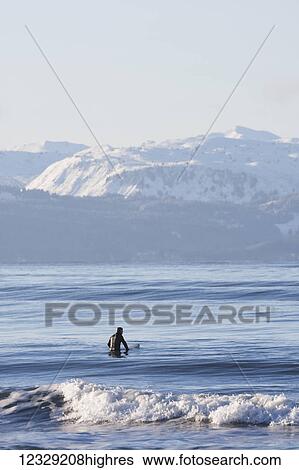 Man surfing in Kachemak Bay, South-central Alaska; Homer, Alaska, United States of America View Large Photo Image Stock Photograph - Man surfing in Kachemak Bay, South-central Alaska; Homer, Alaska, United States of America. Fotosearch