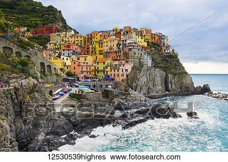 Manarola, the second village in the five k0w as the Cinque Terre; Manarola, La Spezia, Italy View Large Photo Image Stock Photograph - Manarola, the second village in the five k0w as the Cinque Terre; Manarola, La Spezia, Italy. Fotosearch