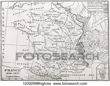 Map of France, 1814-1917. From France, Mediaeval and Modern A History, published 1918. View Large Photo Image Stock Photograph - Map of France, 1814-1917. From France, Mediaeval and Modern A History, published 1918.. Fotosearch