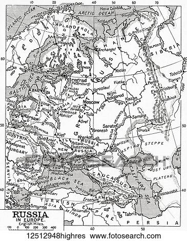 Stock Photograph - Map of Russia in 1915. From Hutchinson's History of the Nations, published 1915.. Fotosearch