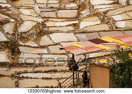 Stock Photograph - Maras Salt Flats, Sacred Valley; Cuzco Province, Peru. Fotosearch