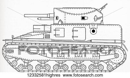 Stock Photograph - Martel's MKII version of the light one man tank. Lieutenant General Sir Giffard Le Quesne Martel, 1889 1958. British Army officer and pioneering British military engineer and tank strategist. From Meyers Lexicon, published 1927.. Fotosearch