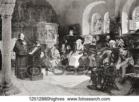 Martin Luther preaching in Wartburg Castle, Germany in 1521. Martin Luther, 1483 1546. German professor of theology, composer, priest, monk and a seminal figure in the Protestant Reformation. From Hutchinson's History of the Nations, published 1915. View Large Photo Image Stock Photograph - Martin Luther preaching in Wartburg Castle, Germany in 1521. Martin Luther, 1483 1546. German professor of theology, composer, priest, monk and a seminal figure in the Protestant Reformation. From Hutchinson's History of the Nations, published 1915.. Fotosearch