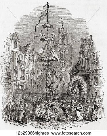 Maypole dancing in front of St Andrew Undershaft Church, London, England in the 19th century. From Old England: A Pictorial Museum, published 1847. View Large Photo Image Stock Photograph - Maypole dancing in front of St Andrew Undershaft Church, London, England in the 19th century. From Old England: A Pictorial Museum, published 1847.. Fotosearch