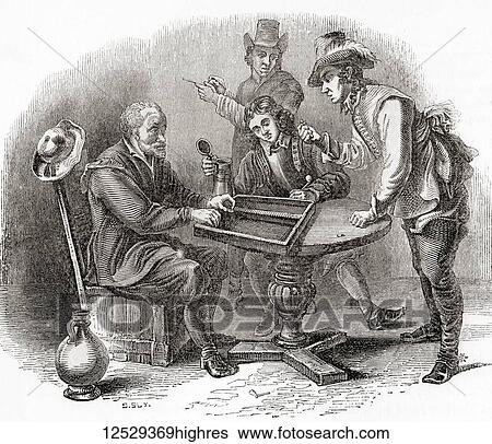 Men playing a game of Tric Trac, aka Tables, an early French form of backgammon. From Old England: A Pictorial Museum, published 1847. View Large Photo Image Stock Photograph - Men playing a game of Tric Trac, aka Tables, an early French form of backgammon. From Old England: A Pictorial Museum, published 1847.. Fotosearch