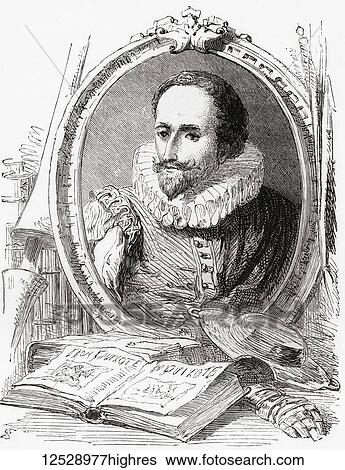 Stock Photograph - Miguel de Cervantes Saavedra, 1547 - 1616. Spanish writer. From Ward and Lock's Illustrated History of the World, published c. 1882.. Fotosearch