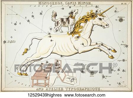 Monoceros, Canis Minor and Atelier Typographique. Card Number 31 from Urania's Mirror, or A View of the Heavens, one of a set of 32 astronomical star chart cards engraved by Sidney Hall and publshed 1824. View Large Photo Image Stock Photograph - Monoceros, Canis Minor and Atelier Typographique. Card Number 31 from Urania's Mirror, or A View of the Heavens, one of a set of 32 astronomical star chart cards engraved by Sidney Hall and publshed 1824.. Fotosearch