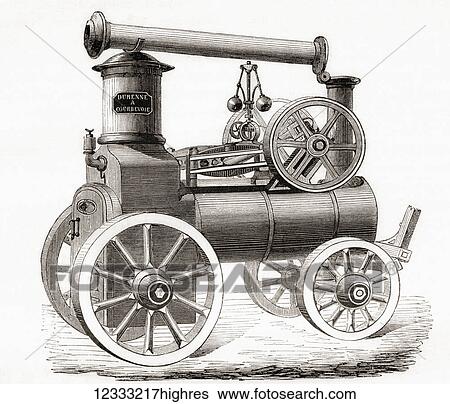 Monsieur Durenne's portable steam engine. Jean-Franois Durenne was a French builder of steam engines, boilers, and firefighter equipment in Courbevoie, France in the 19th century. From Les Merveilles de la Science, published 1870. View Large Photo Image Stock Photograph - Monsieur Durenne's portable steam engine. Jean-Franois Durenne was a French builder of steam engines, boilers, and firefighter equipment in Courbevoie, France in the 19th century. From Les Merveilles de la Science, published 1870.. Fotosearch