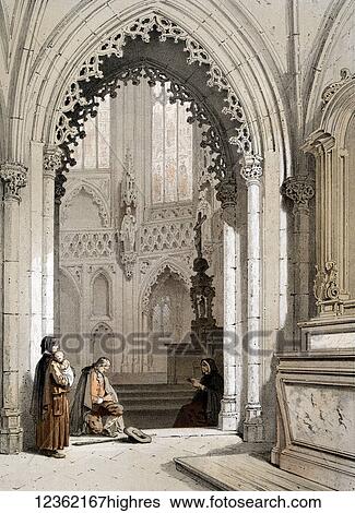 Stock Photograph - Monuments DArchitecture et de Sculpture en Belgique 1855. Lithographs by F. Stoobant. Monuments of architecture and sculpture in Belgium, Belgique. Published by C. Muquardt and printed by Simonan & Toovey. Artists and Engravers: Made by 'Francois.... Fotosearch