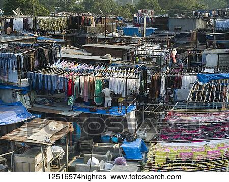 Mumbai boasts the world's largest open air laundromat, Dhobi Ghat; Mumbai, Maharashtra, India View Large Photo Image Stock Photograph - Mumbai boasts the world's largest open air laundromat, Dhobi Ghat; Mumbai, Maharashtra, India. Fotosearch