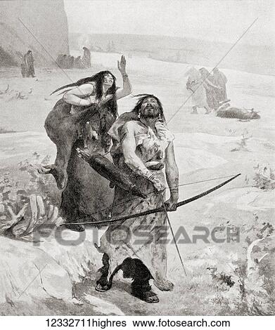Stock Photograph - Neolithic man. From Hutchinson's History of the Nations, published 1915.. Fotosearch
