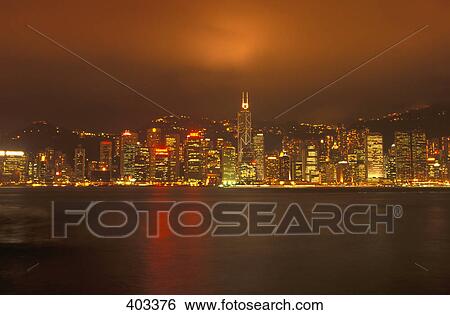 Night skyline of City Hong Kong China View Large Photo Image Stock Photograph - Night skyline of City Hong Kong China. Fotosearch