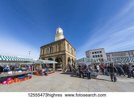 Open air market in a town square; South Shields, Tyne and Wear, England View Large Photo Image Stock Photograph - Open air market in a town square; South Shields, Tyne and Wear, England. Fotosearch