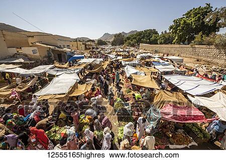 Stock Photograph - Open air market; Keren, Anseba Region, Eritrea. Fotosearch