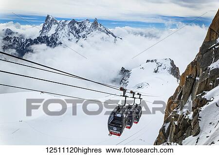 Panoramic Mont Blanc gondola at Aiguille du midi, Aiguille de Rochefort peaks in the background; Chamonix-Mont-Blanc, Haute-Savoie, France View Large Photo Image Stock Photograph - Panoramic Mont Blanc gondola at Aiguille du midi, Aiguille de Rochefort peaks in the background; Chamonix-Mont-Blanc, Haute-Savoie, France. Fotosearch