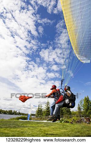 Stock Photograph - Paragliding Instruction Class, Alaska, Usa. Fotosearch