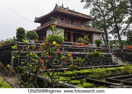 Stock Photograph - Pavilion at Minh Mang's Tomb; Hue, Thua Thien-Hue, Vietnam. Fotosearch