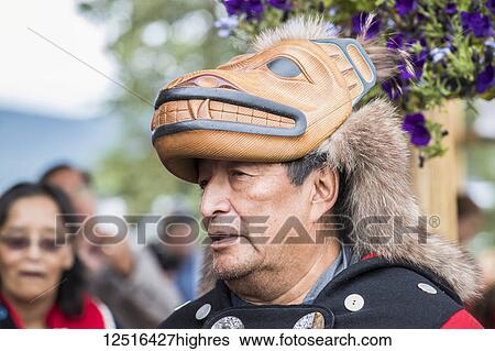 Stock Photograph - People at the Tlingit Celebration; Teslin, Yukon, Canada. Fotosearch