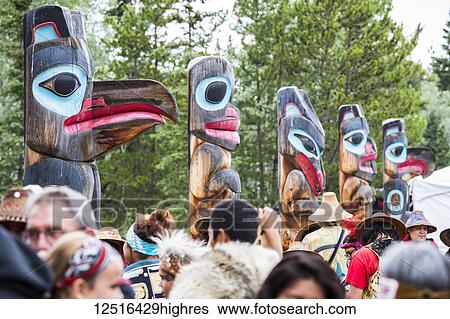 Stock Photograph - People at the Tlingit Celebration; Teslin, Yukon, Canada. Fotosearch