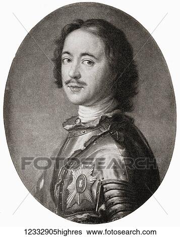 Stock Photograph - Peter the Great, 1672 1725. Ruled the Tsardom of Russia and later the Russian Empire. From Hutchinson's History of the Nations, published 1915.. Fotosearch