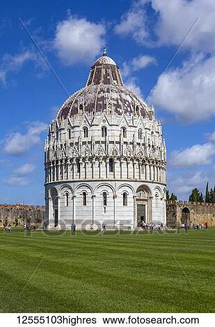 Stock Photograph - Pisa Baptistry, Piazza dei Miracoli; Pisa, Italy. Fotosearch
