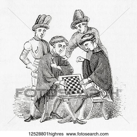 Playing draughts in the Middle Ages. From Old England: A Pictorial Museum, published 1847. View Large Photo Image Stock Photograph - Playing draughts in the Middle Ages. From Old England: A Pictorial Museum, published 1847.. Fotosearch
