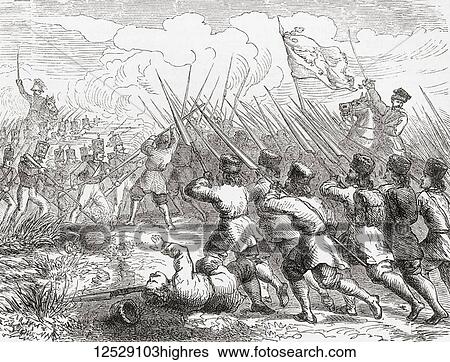 Stock Photograph - Polish peasant insurgents in the January Uprising of 1863. The uprising began as a spontaneous protest by young Poles against conscription into the Imperial Russian Army. From Ward and Lock's Illustrated History of the World, published c. 1882.. Fotosearch