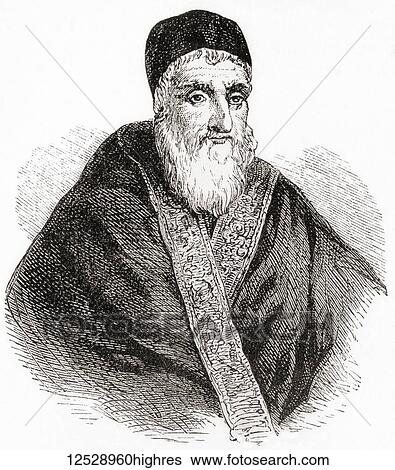 Stock Photograph - Pope Sixtus V or Xystus V, 1521 1590, born Felice Peretti di Montalto. Pope from 1585 - 1590. From Ward and Lock's Illustrated History of the World, published c. 1882.. Fotosearch