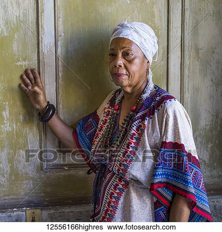 Stock Photograph - Portrait of a Cuban woman; Havana, Cuba. Fotosearch