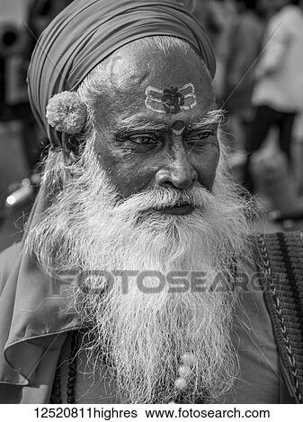 Stock Photograph - Portrait of a Hindu man; Jaipur, Rajasthan, India. Fotosearch
