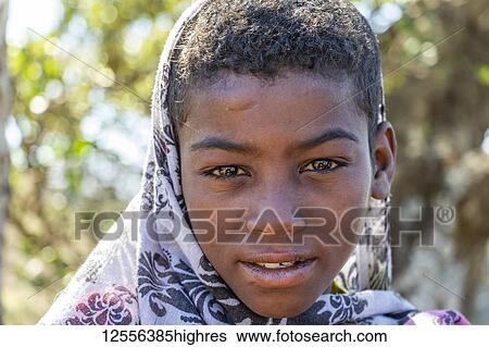 Stock Photograph - Portrait of an Ethiopian boy; Amhara Region, Ethiopia. Fotosearch
