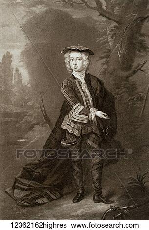 Stock Photograph - Prince Charles Edward book by Andrew Lang. Printed in 1900 only 1, 500 copies printed. This image is from copy number 220. The plates were engraved by Manzi Joyant & Co at Asnieres-sur-Seine, near Paris. Prince Charles Edward Stuart (1720-1788),.... Fotosearch