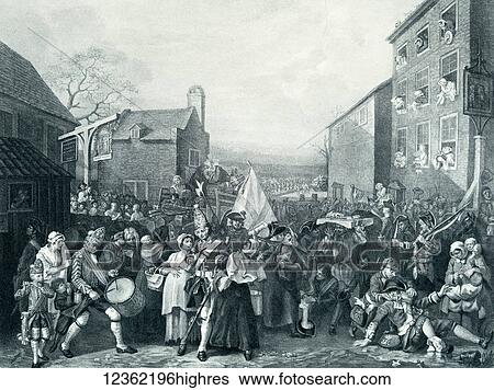 Stock Photograph - Prince Charles Edward book by Andrew Lang. Printed in 1900 only 1, 500 copies printed. This image is from copy number 220. The plates were engraved by Manzi Joyant & Co at Asnieres-sur-Seine, near Paris. The March of the Guards to Finchley, also known.... Fotosearch