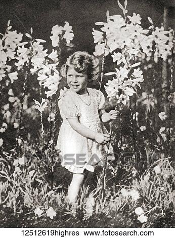 Stock Photograph - Princess Elizabeth of York aged 4, seen here in a photograph taken by her father King George VI. Princess Elizabeth of York, future Elizabeth II, born 1926. Queen of the United Kingdom. From The Coronation Book of King George VI and Queen Elizabeth,.... Fotosearch