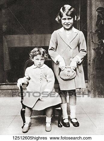 Princess Elizabeth of York and her younger sister Princess Margaret with gifts presented to them by members of the Disabled Soldier's Embroidery Society in 1933. Princess Elizabeth of York, future Elizabeth II, born 1926. Queen of the United Kingdom.... View Large Photo Image Stock Photograph - Princess Elizabeth of York and her younger sister Princess Margaret with gifts presented to them by members of the Disabled Soldier's Embroidery Society in 1933. Princess Elizabeth of York, future Elizabeth II, born 1926. Queen of the United Kingdom..... Fotosearch