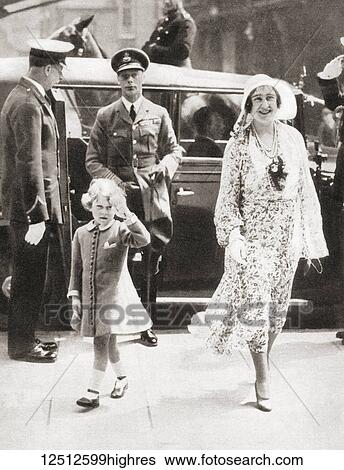 Stock Photograph - Princess Elizabeth of York seen here in 1931 aged 5, arriving at the Royal Tournament with her parents the Duke and Duchess of York. Princess Elizabeth of York, future Elizabeth II, born 1926. Prince Albert, Duke of York, future George VI, 1895.... Fotosearch